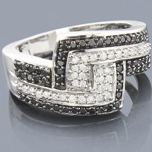 Ladies Black Diamond Ring 14K 0.50ct