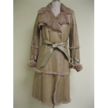 Ladies Chic & Fashion Rex Latte Col Leather Out Trench Coat (bn2)sz S