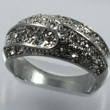 Ladies Crystal St Pave Rhodium Plated Ring Size 7