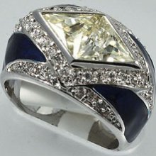 Ladies Double Delta Champagne & Crystal Rp Ring Size 8