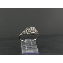 Ladies Estate Jewelry-Vintage 18k Gold Filigree Diamond Ring