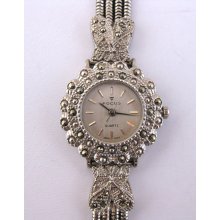 Ladies Marcasite Quartz Wrist Watch By Focus