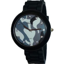 Ladies Mens Black & Grey Camouflage Silicone Watch