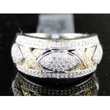 Ladies Womens Two Toned Round Cut Diamond Wedding Fashion Designer Band Ring