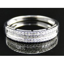 Ladies Womens White Gold Diamond Princess Cut Wedding Band Engagement Ring .30 C