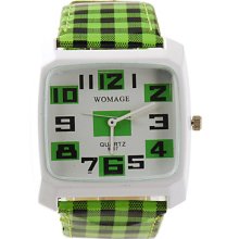 Lattice PU Band Quartz Wrist Watch(Green)