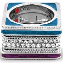 Lauren G Adams Square Stackable Ring 'Sea Diamonds' Set