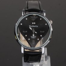 Leisure Style Lover Leather Hollow Cut Quartz Dial Watch For Man/woman Unisex