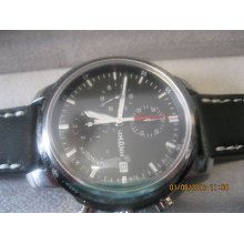 Lemania Chronograph Watch 1 5/8 In Wide 1/2 In Thick Stainless