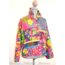 Lifestyle Bright Multicolor Applique Embroidered Chic Lined Blazer Jacket Size S