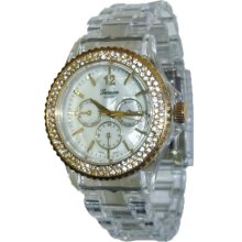 Limited Edition Clear Watch with Gold Accent and Chronograph Look