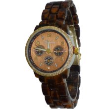 Limited Edition Tortoise & Gold Watch with Chronograph Look