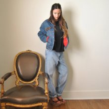 Lined Denim Jacket // Key Imperial Quilted Dark Jean Jacket // 60s 70s Classic Vintage Work Jacket // Heavy Warm Winter