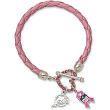 LogoArt Miami Dolphins Breast Cancer Awareness Pink Rope Bracelet