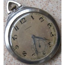 Longines Art Deco Pocket Watch Siver & Gold Case 47,5 Mm. In Diameter Open Face