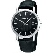 Lorus Black Dial - Date - Black Leather Strap Gents Dress Watch Rh947cx9