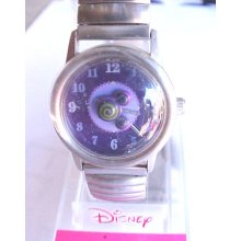 Lorus Mickey Mouse Watch Stainless Steel Stretch Band Purple Mickey Head