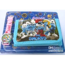 Lots 40 Pcs Cartoon Cartoon The Smurfs Watches And Wallet 40 Pcs Wit