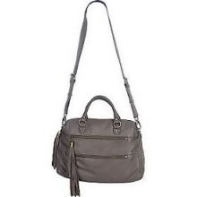 Luxe Rachel Zoe Lamb Leather Satchel With Tassel Details&zipper Pockets Gray