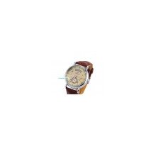 Luxury Analoge Golden Date Auto Mens Watch Mechanical Round Case Brown Leather Y323