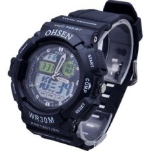 Luxury Black Military Army Mens Analog Digital Quartz Waterproof Wrist Watch