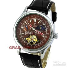 Luxury Men Automatic Watch Back Glass Watches Sport Tourbillon Brown