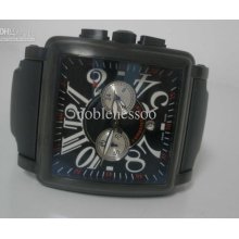 Luxury Mens Black Pvd Conquistador Cortez Chronograph Black Rubber S