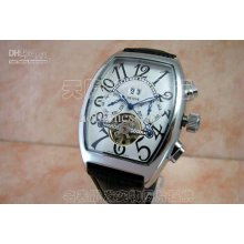 Luxury Mens Conquistador Silver Dial Automatic Cortez Leather Strap