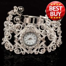 Luxury Plating Vintage Women Bracelet Bangle Wrist Watch Quartz Analog Clock Wm4