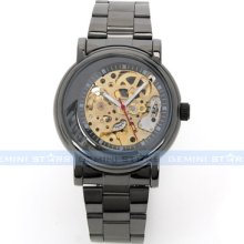 Luxury S/steel Band Skeleton Automatic Mechanical Men Smart Fashion Wrist Watch