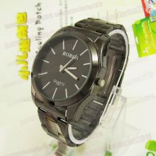 Luxury Stainless Steel Quartz Men Ladies Women Wrist Watch With Black Face M652b