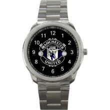 Manchester United Sport Metal Watch Mw304 - Stainless Steel - Gray - soccer