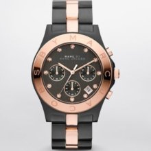 Marc Jacobs Blade Women Watch Gunmetal Rose Gold Tone Chronograph Mbm3180 40mm