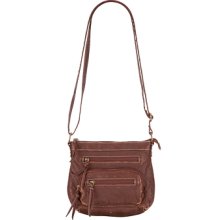 Maurices Small 3 Zipper Crossbody Bag Cognac