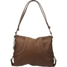 Maxx New York Pebble Leather Pocket Hobo w/ Strap Detail - Mocha - One Size