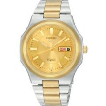 Men`s 2 Tone Seiko 5 Automatic Watch W/ Gold Dial