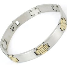 Men Stainless Steel Bracelet Gold Cross Link Bangle