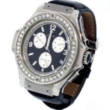 Mens Aqua Master Black Dial Silver Oval Case 4.00ct Diamond Watch W128