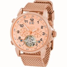 Mens Automatic Rose Gold Plated Stainless Steel Wrist Watch Thosrgrgrg