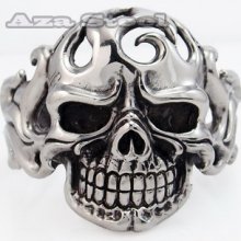 Men's Big Heavy Skull Biker Stainless Steel Bangle Cuff Bracelet