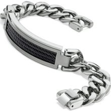 Men's Black Ion-Plated Stainless Steel and Titanium Cable Bracelet bracelets