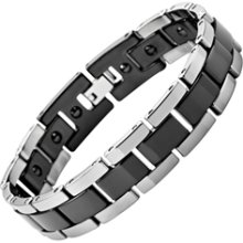 Mens Black Polished Tungsten Magnetic Bracelet