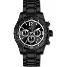 Men's Black Stainless Steel Case and Bracelet Chronograph Black Dial D