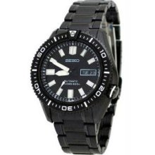 Men's Black Stainless Steel Automatic Black Dial Day and Date