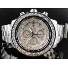 Mens Breitling Super Avenger 1 Row Big 51 Mm Diamond Watch 9 Ct