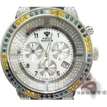 Mens Diamond Aqua Master Watch 19633 Round Cut Color Si1 4.25ct