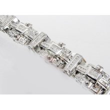 Mens Diamond Bracelet Princess Cut H-I Color 14k White Gold 4.50ct