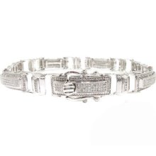 Mens Diamond Bracelet Round Cut H Color 14k White Gold 1.84ct