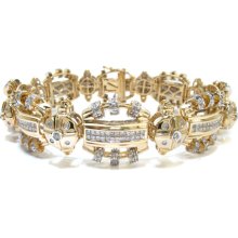 Mens Diamond Bracelet Round Cut G Color 14k Yellow Gold 3.16ct