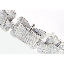 Mens Diamond Bracelet Round Cut G Color 14k White Gold 22.75ct